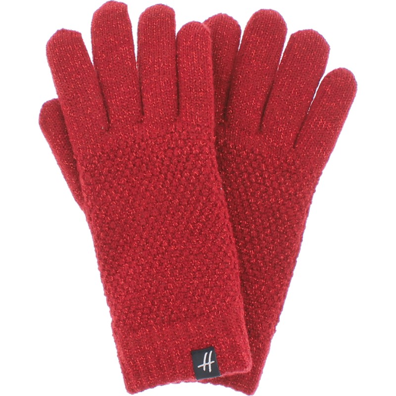 gant femme en maille avec fil lurex et doublure en teddy plush