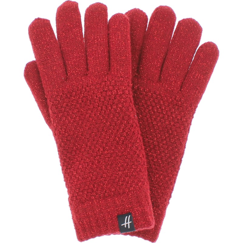 Gants femme en maille unie avec lurex doublé en teddy plush