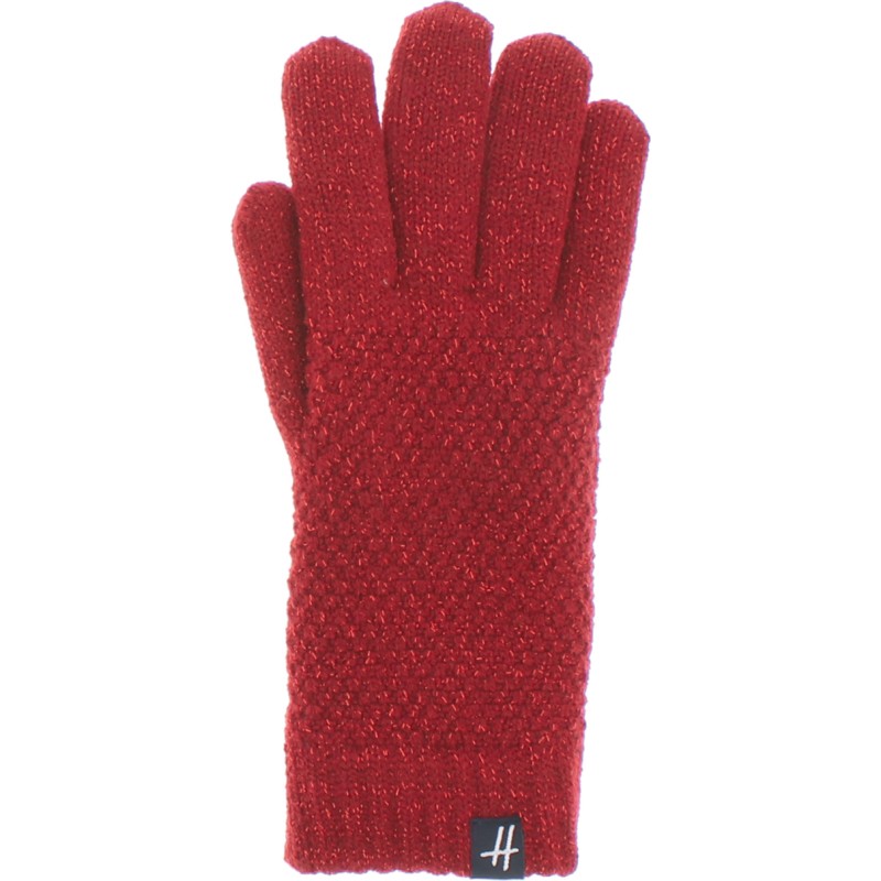 gant femme en maille coloris rouge
