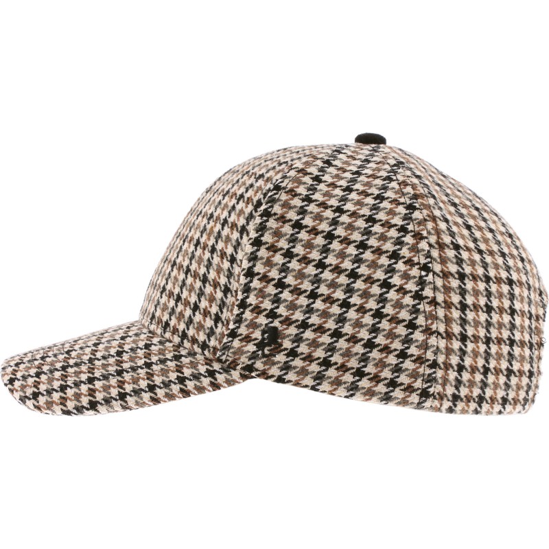 Casquette baseball motif pied de poule, coloris noir
