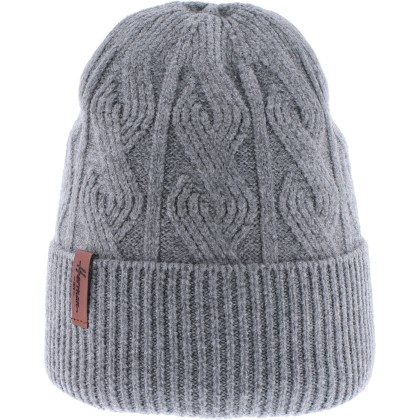 bonnet herman adulte avec revers et torsades, coloris gris