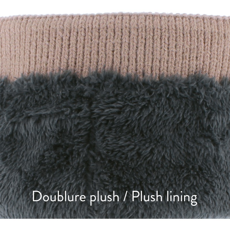 bonnet en maille avec revers et doublure en plush