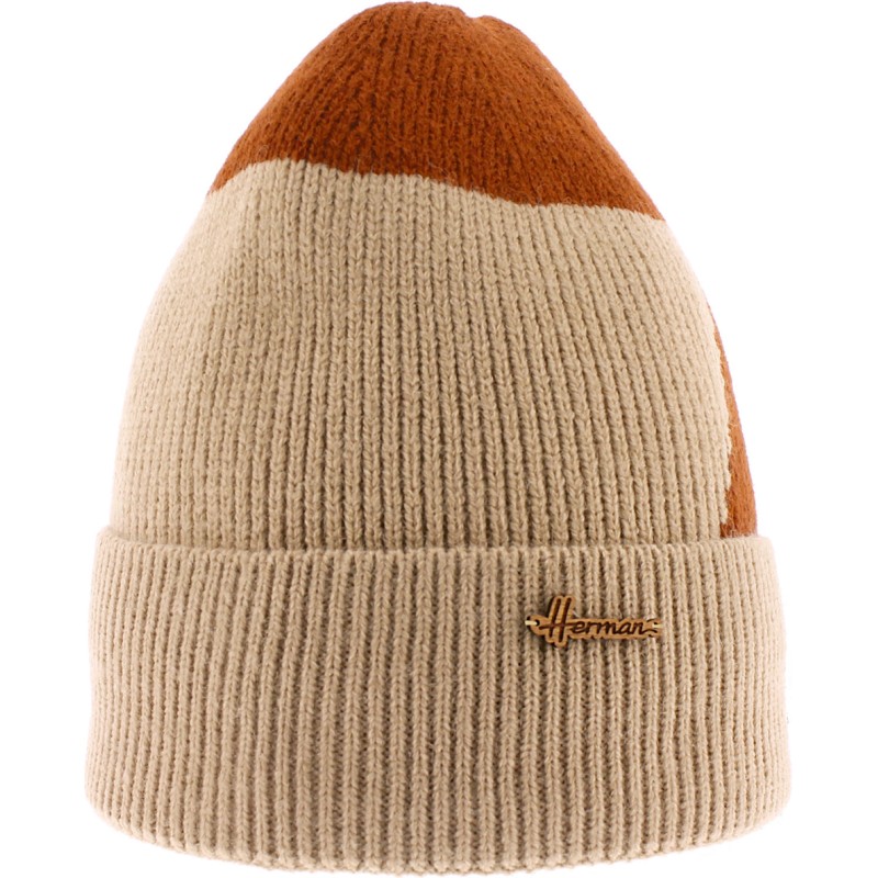 Bonnet adulte à revers, décor bicolore, avec plush intérieur