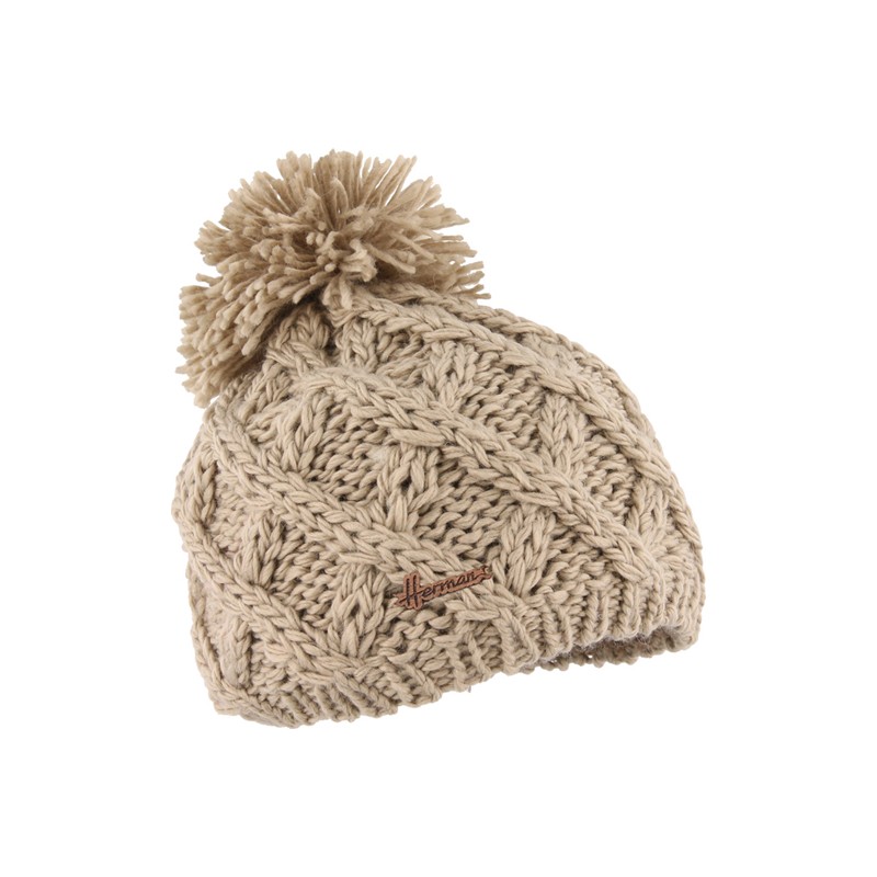 Bonnet enfant tricot losanges uni + pompon