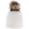 Very soft plain nylon hat with faux fur pompom