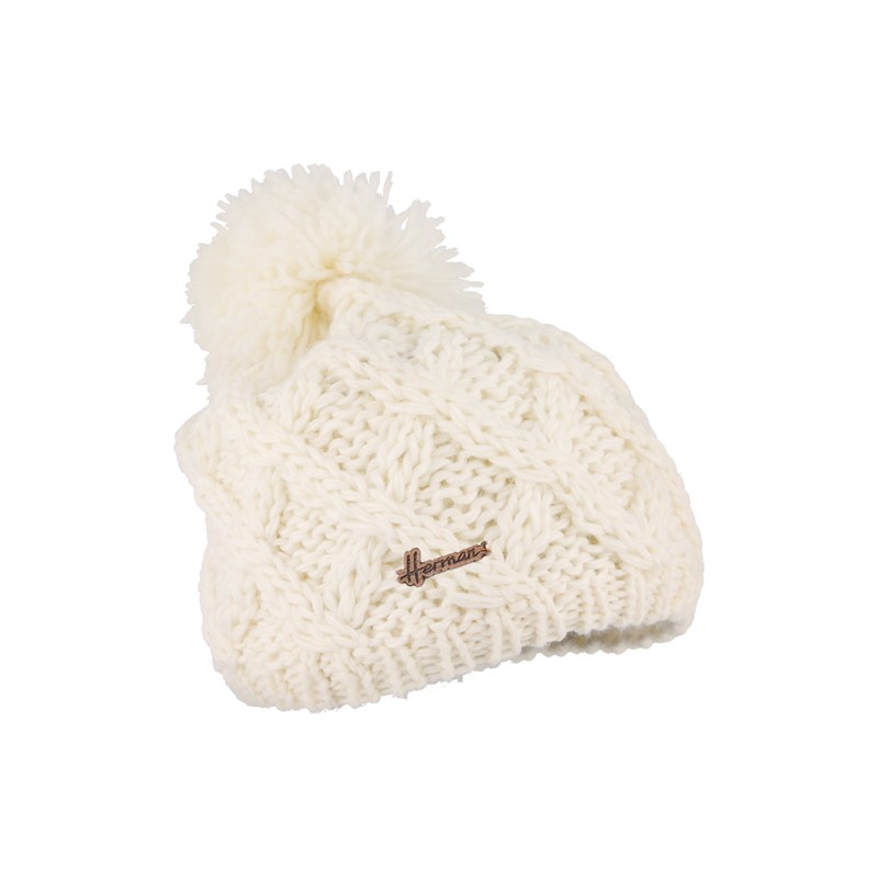 Bonnet enfant tricot losanges uni + pompon