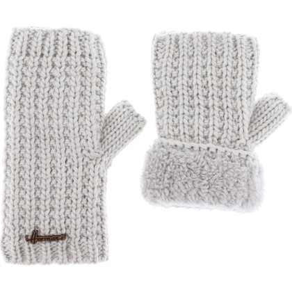 Plain adult mittens knitted with 80% recycled plastic thread. Lined in