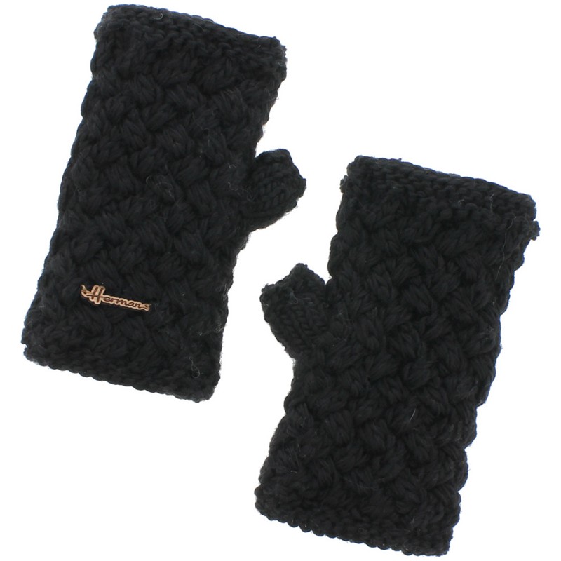 mitaines en maille torsadee coloris noir