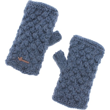 mitaines en maille torsadee coloris bleu jean denim