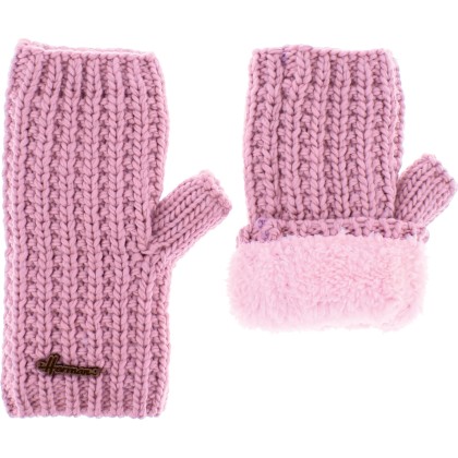 mitaines double en plush chaud, coloris rose