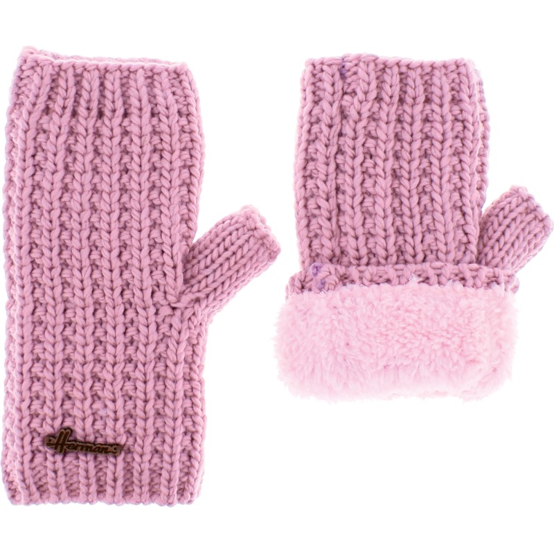 Plain adult mittens knitted with 80% recycled plastic thread. Lined in