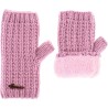 mitaines double en plush chaud, coloris rose