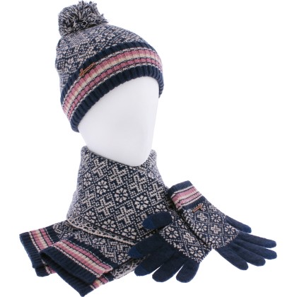 Set consisting of a cuffed beanie and yarn pompom, a 27x174cm scarf an