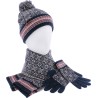 Set consisting of a cuffed beanie and yarn pompom, a 27x174cm scarf an