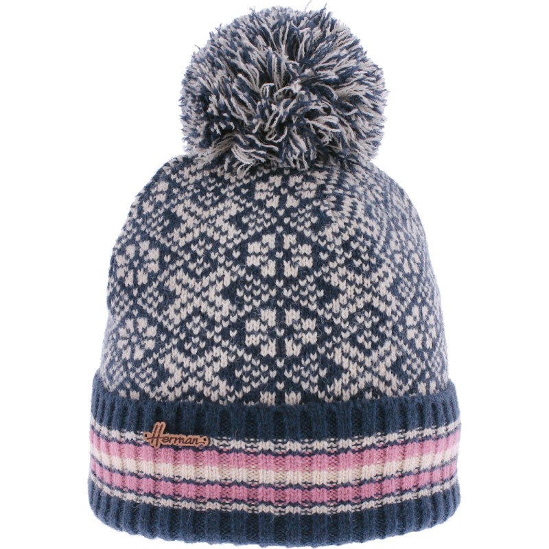 bonnet motif jacquard avec pompon