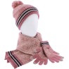 Set consisting of a cuffed beanie and yarn pompom, a 27x174cm scarf an