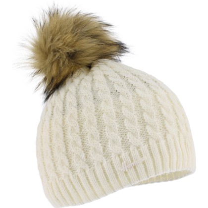 bonnet femme pompon avec maille torsades