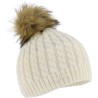 bonnet femme pompon avec maille torsades