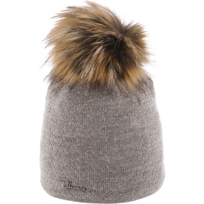 bonnet femme pompon fausse fourrure