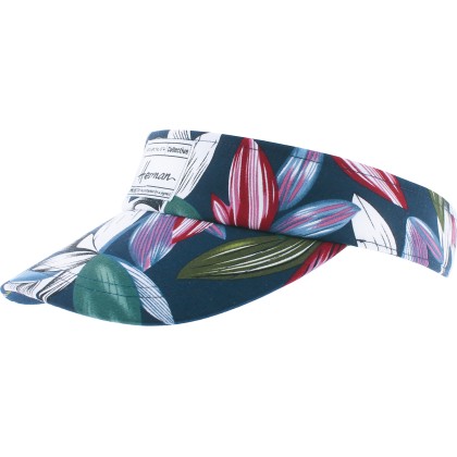 Visière casquette bleu marine motif fleurs