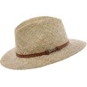 Chapeau grand bord droit en paille seagrass uni avec fine ceinture fau