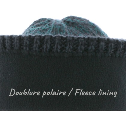 Adult knit hat, cuffed with fleece lining