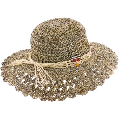 Natural straw capeline with pearls decoration