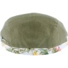 Plain color flat cap with pattern fabric edging and  peak