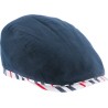 Plain color flat cap with pattern fabric edging and  peak