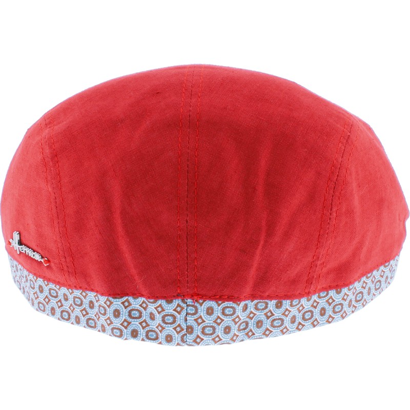 Plain color flat cap with pattern fabric edging and  peak