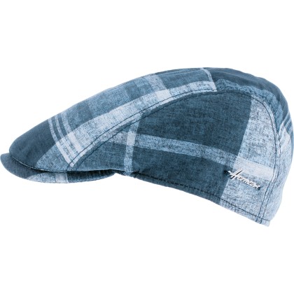 Flat cap with checked fabric