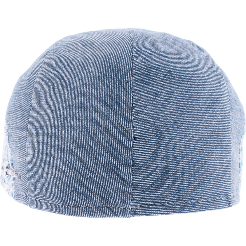 Plain color flat cap with pattern fabric on both side of the cap