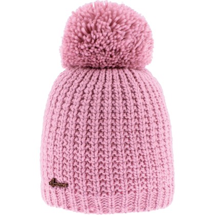 bonnet enfant à pompon en maille, uni rose