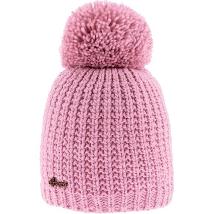 Plain hat knitted with 80% recycled plastic thread, with thread pompom