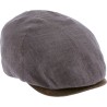 Plain color linen  flat cap with pu leather under the peak.