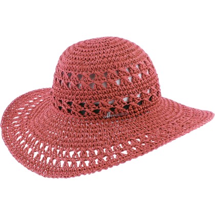 Crochet large brim hat, internal drawstring for size adjustment