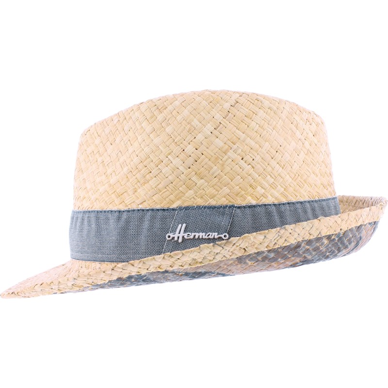 Raffia straw hat + plain colour ribbon