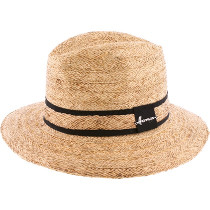 Large brim hat in raffia with straw and plain fabric braid and with le