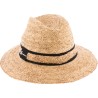 Large brim hat in raffia with straw and plain fabric braid and with le