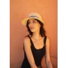 casquette femme en paille naturelle avec foulard