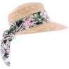 casquette en paille avec foulard fleurs