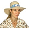 chapeau de paille femme boheme avec foulard