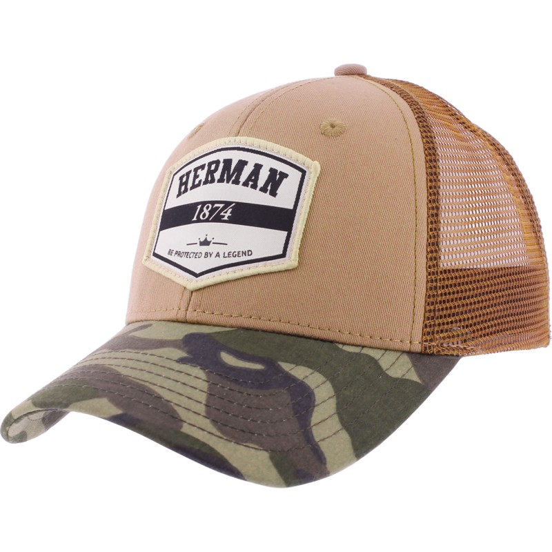 Casquette trucker avec visière camouflage, fermeture plastique "snapba