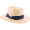 Large plain brim hat with pinched ribbon.