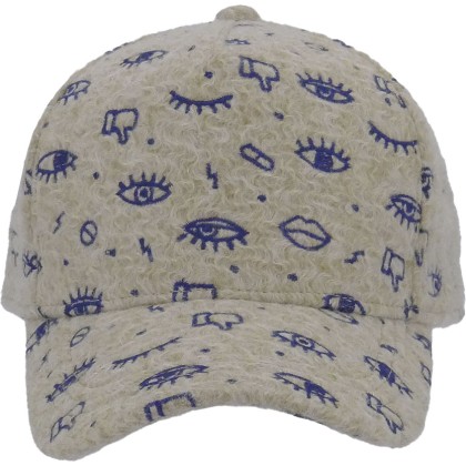 Casquette baseball unie brodée avec un motif abstrait.