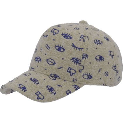 Casquette baseball unie brodée avec un motif abstrait.