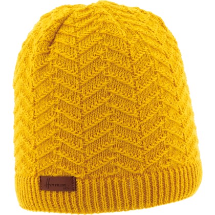 Adult hat with a fine chevron knit.