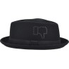 Hat with small raised brim in plain wool felt with metal markings.
