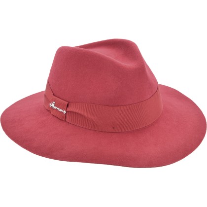 Wool felt hat with large, unstitched cut brim