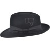 Hat with large raised brim in plain wool felt with metal markings.